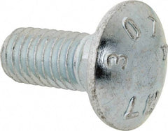 Value Collection - 7/16-14 UNC 1" Length Under Head, Standard Square Neck, Carriage Bolt - Grade 2 Steel, Zinc-Plated Finish - Top Tool & Supply