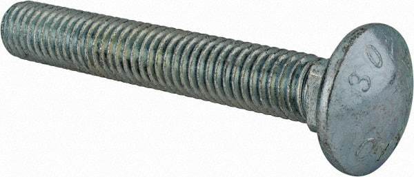 Value Collection - 7/16-14 UNC 3" Length Under Head, Standard Square Neck, Carriage Bolt - Grade 2 Steel, Zinc-Plated Finish - Top Tool & Supply