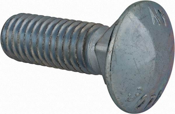 Value Collection - 1/2-13 UNC 1-1/2" Length Under Head, Standard Square Neck, Carriage Bolt - Grade 2 Steel, Zinc-Plated Finish - Top Tool & Supply