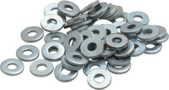 Value Collection - #6 Screw, Steel SAE Flat Washer - 5/32" ID x 3/8" OD, 0.036" Thick, Zinc-Plated Finish - Top Tool & Supply