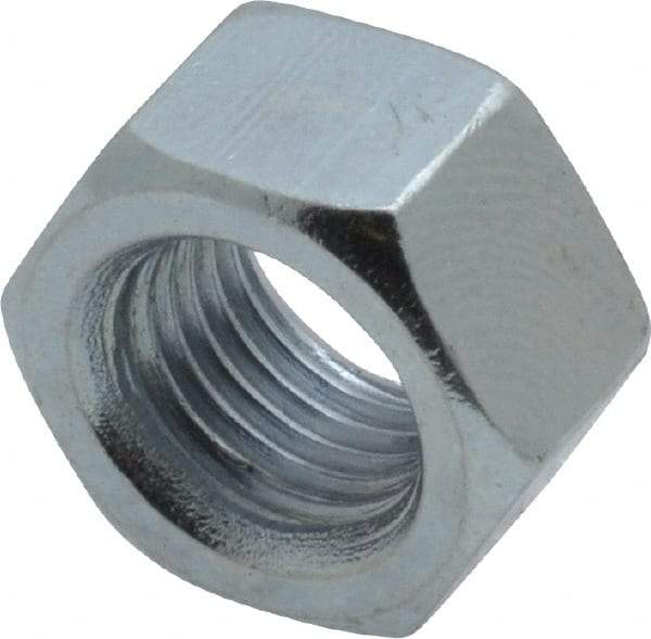 Value Collection - 3/8-24 UNF Steel Right Hand Hex Nut - 9/16" Across Flats, 0.3281" High, Zinc-Plated Finish - Top Tool & Supply