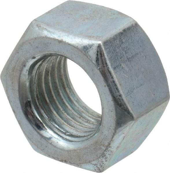 Value Collection - 7/16-20 UNF Steel Right Hand Hex Nut - 11/16" Across Flats, 3/8" High, Zinc-Plated Finish - Top Tool & Supply