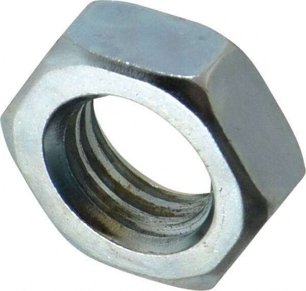 Value Collection - 9/16-12 UNC Steel Right Hand Hex Jam Nut - 7/16" Across Flats, 5/16" High, Zinc-Plated Finish - Top Tool & Supply