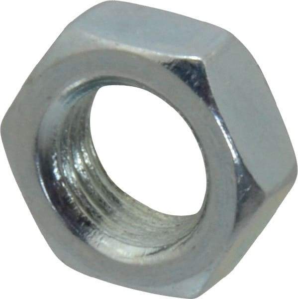 Value Collection - 3/8-24 UNF Steel Right Hand Hex Jam Nut - 9/16" Across Flats, 0.2188" High, Zinc-Plated Finish - Top Tool & Supply