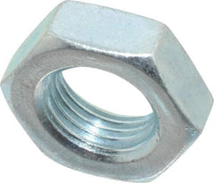 Value Collection - 9/16-18 UNF Steel Right Hand Hex Jam Nut - 7/8" Across Flats, 5/16" High, Zinc-Plated Finish - Top Tool & Supply