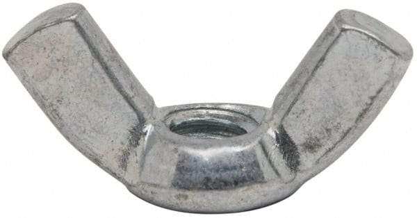 Value Collection - 1/4-20 UNC, Zinc Plated, Steel Standard Wing Nut - 1.1" Wing Span, 0.57" Wing Span - Top Tool & Supply