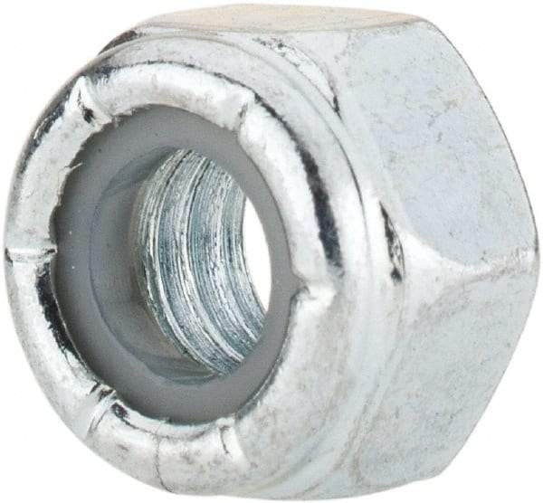 Value Collection - 5/16-18 UNC Grade 2 Hex Lock Nut with Nylon Insert - 1/2" Width Across Flats, 23/64" High, Zinc-Plated Finish - Top Tool & Supply