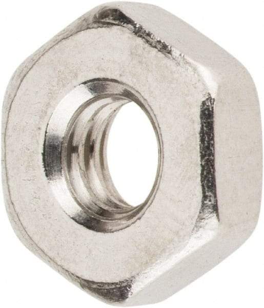 Value Collection - #8-32 UNC Stainless Steel Right Hand Machine Screw Hex Nut - 11/32" Across Flats, 1/8" High, Uncoated - Top Tool & Supply