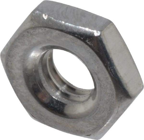 Value Collection - #10-32 UNF Stainless Steel Right Hand Machine Screw Hex Nut - 3/8" Across Flats, 1/8" High, Uncoated - Top Tool & Supply