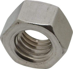 Value Collection - 1/2-13 UNC Stainless Steel Right Hand Hex Nut - 3/4" Across Flats, 7/16" High, Uncoated - Top Tool & Supply