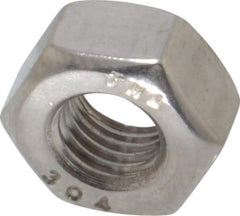 Value Collection - 1/4-28 UNF Stainless Steel Right Hand Hex Nut - 7/16" Across Flats, 7/32" High, Uncoated - Top Tool & Supply