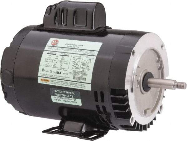 US Motors - 3/4 hp, ODP Enclosure, Auto Thermal Protection, 3,450 RPM, 115/208-230 Volt, 60 Hz, Industrial Electric AC/DC Motor - Size 56J Frame, J-Face/Rem Base Mount, 1 Speed, Ball Bearings, 11.0/5.4-5.5 Full Load Amps, B Class Insulation, CCW Drive End - Top Tool & Supply