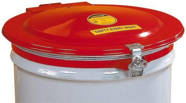 Justrite - 55 Gal, Steel Drum Cover - Hinged Manual-Closing Drum Cover - Top Tool & Supply