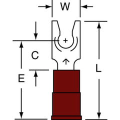 3M - #6 Stud, 22 to 18 AWG Compatible, Partially Insulated, Crimp Connection, Standard Fork Terminal - Top Tool & Supply