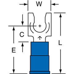 3M - #10 Stud, 16 to 14 AWG Compatible, Partially Insulated, Crimp Connection, Standard Fork Terminal - Top Tool & Supply