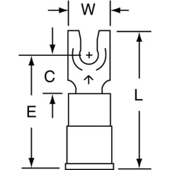 3M - #6 Stud, 16 to 14 AWG Compatible, Partially Insulated, Crimp Connection, Locking Fork Terminal - Top Tool & Supply