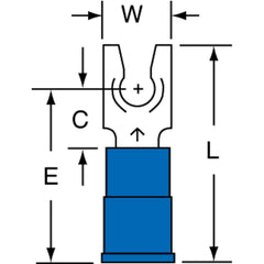 3M - #8 Stud, 16 to 14 AWG Compatible, Partially Insulated, Crimp Connection, Locking Fork Terminal - Top Tool & Supply