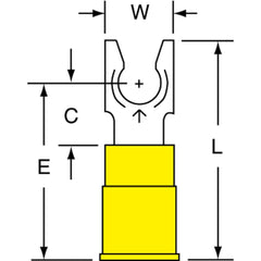 3M - #10 Stud, 12 to 10 AWG Compatible, Partially Insulated, Crimp Connection, Standard Fork Terminal - Top Tool & Supply