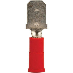 3M - 22 to 18 AWG, Vinyl, Partially Insulated, Male Wire Disconnect - 1/4" Wide Tab, Red, RoHS 2011/65/EU Compliant - Top Tool & Supply