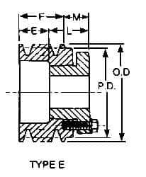 Browning - 1/2 to 1-5/8 Bore Diam, 3-3/4" Outside Diam, QD Bushed V Belt Sheave - 3.0 A Diam Belt Pitch - Top Tool & Supply