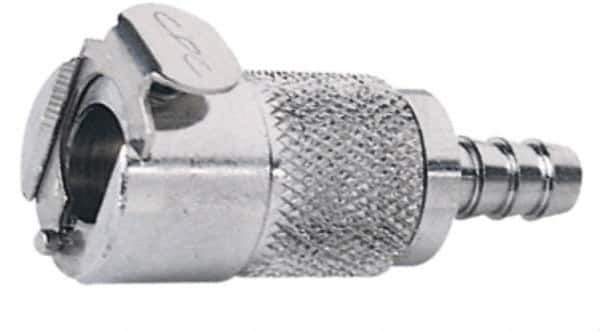 CPC Colder Products - 3/8" Inside Tube Diam, Brass, Quick Disconnect, Hose Barb Valved Inline Coupling Body - 250 Max psi, -40 to 180°F, 2" OAL x 0.89" Overall Height, Chrome Plated - Top Tool & Supply