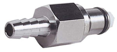 CPC Colder Products - 3/8" Inside Tube Diam, Brass, Quick Disconnect, Hose Barb Valved Inline Coupling Insert - 250 Max psi, -40 to 180°F, 1.87" OAL x 0.65" Overall Height, Chrome Plated - Top Tool & Supply