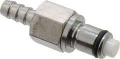 CPC Colder Products - 1/4" Inside Tube Diam, Brass, Quick Disconnect, Hose Barb Valved Inline Coupling Insert - 250 Max psi, -40 to 180°F, 2" OAL x 0.65" Overall Height, Chrome Plated - Top Tool & Supply