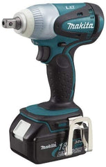 Makita - 1/2" Drive 18 Volt Pistol Grip Cordless Impact Wrench & Ratchet - 2,100 RPM, 170 Ft/Lb Torque, 2 Lithium-Ion Batteries Included - Top Tool & Supply