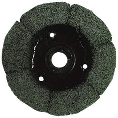 Osborn - 4" 80 Grit Silicon Carbide Crimped Disc Brush - Medium Grade, Plain Hole Connector, 1-1/2" Trim Length, 3/4" Shank Diam, 7/8" Arbor Hole - Top Tool & Supply