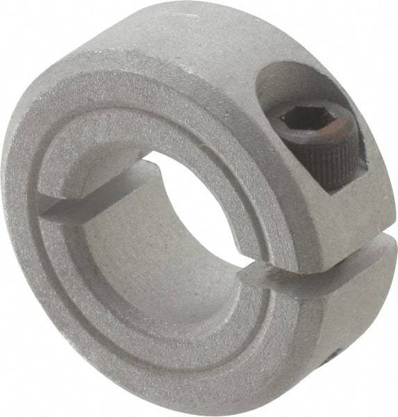 Made in USA - 7/16" Bore, Aluminum, One Piece Clamp Collar - 15/16" Outside Diam, 3/8" Wide - Top Tool & Supply