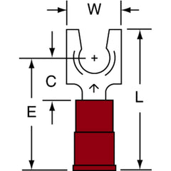 3M - #10 Stud, 22 to 18 AWG Compatible, Partially Insulated, Crimp Connection, Locking Fork Terminal - Top Tool & Supply