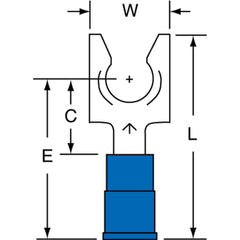 3M - 1/4" Stud, 16 to 14 AWG Compatible, Partially Insulated, Crimp Connection, Locking Fork Terminal - Top Tool & Supply