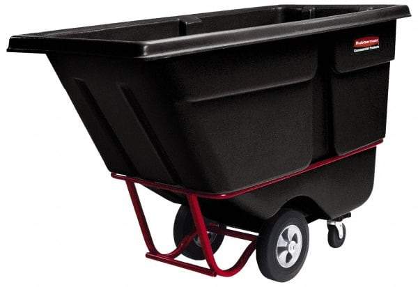 Rubbermaid - 1,250 Lb Load Capacity, 1 Cu Yd, Polyethylene Tilt Truck - 33-1/2" Wide x 72-1/4" Long x 43-3/4" High, Black - Top Tool & Supply