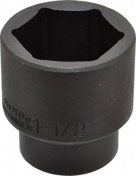 Proto - 1/2" Drive 1-1/2" Standard Impact Socket - 6 Points, 2-15/64" OAL - Top Tool & Supply