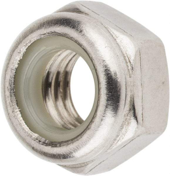 Value Collection - M8x1.25 Metric Coarse 18-8 & Austenitic Grade A2 Hex Lock Nut with Nylon Insert - 8mm High, Uncoated - Top Tool & Supply