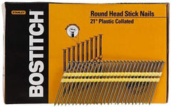 Stanley Bostitch - 0.12" Shank Diam 3-1/4" Long Framing Nails for Power Nailers - Plastic, Bright Finish, Smooth Shank, Angled Stick Plastic Collation, Round Head, Diamond Point - Top Tool & Supply