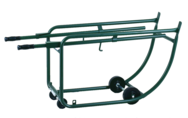 Drum Cradles - 1" O.D. x 14 Gauge Steel Tubing - Bung Drain is 21" off the floor in horizontal position - 5" Rubber wheels - 3" Rubber casters - Top Tool & Supply