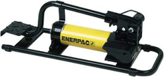 Enerpac - 2 Stage, 1" Piston Diam, 3/8 NPTF, 0.687 & 0.151 Cu In Per Stroke, Manual Hydraulic Pump - 38 Cu In Reservoir, 1" Piston Stroke, 200 psi First Stage, 10,000 psi Second Stage - Top Tool & Supply