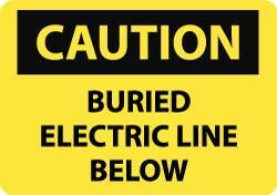 NMC - "Caution - Buried Electric Line Below", 10" Long x 14" Wide, Rigid Plastic Safety Sign - Rectangle, 0.05" Thick, Use for Accident Prevention - Top Tool & Supply