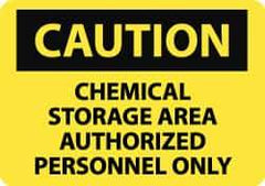 NMC - "Caution - Chemical Storage Area - Authorized Personnel Only", 10" Long x 14" Wide, Pressure-Sensitive Vinyl Safety Sign - Rectangle, 0.004" Thick, Use for Hazardous Materials - Top Tool & Supply