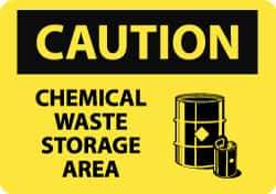 NMC - "Caution - Chemical Waste Storage Area", 10" Long x 14" Wide, Rigid Plastic Safety Sign - Rectangle, 0.05" Thick, Use for Hazardous Materials - Top Tool & Supply