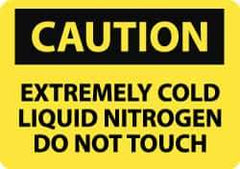 NMC - "Caution - Extremely Cold Liquid Nitrogen - Do Not Touch", 10" Long x 14" Wide, Aluminum Safety Sign - Rectangle, 0.04" Thick, Use for Hazardous Materials - Top Tool & Supply