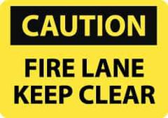 NMC - "Caution - Fire Lane - Keep Clear", 10" Long x 14" Wide, Aluminum Safety Sign - Rectangle, 0.04" Thick, Use for Accident Prevention - Top Tool & Supply