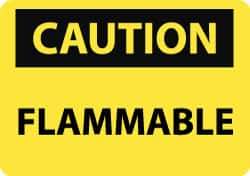 NMC - "Caution - Flammable", 10" Long x 14" Wide, Pressure-Sensitive Vinyl Safety Sign - Rectangle, 0.004" Thick, Use for Hazardous Materials - Top Tool & Supply