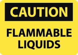 NMC - "Caution - Flammable Liquids", 10" Long x 14" Wide, Pressure-Sensitive Vinyl Safety Sign - Rectangle, 0.004" Thick, Use for Hazardous Materials - Top Tool & Supply