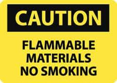 NMC - "Caution - Flammable Materials - No Smoking", 10" Long x 14" Wide, Rigid Plastic Safety Sign - Rectangle, 0.05" Thick, Use for Hazardous Materials - Top Tool & Supply