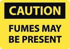 NMC - "Caution - Fumes May Be Present", 10" Long x 14" Wide, Rigid Plastic Safety Sign - Rectangle, 0.05" Thick, Use for Hazardous Materials - Top Tool & Supply