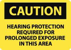 NMC - "Caution - Hearing Protection Required for Prolonged Exposure in This Area", 10" Long x 14" Wide, Rigid Plastic Safety Sign - Rectangle, 0.05" Thick, Use for Accident Prevention - Top Tool & Supply