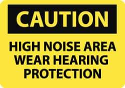 NMC - "Caution - High Noise Area - Wear Hearing Protection", 10" Long x 14" Wide, Rigid Plastic Safety Sign - Rectangle, 0.05" Thick, Use for Accident Prevention - Top Tool & Supply