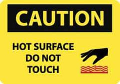 NMC - "Caution - Hot Surface - Do Not Touch", 10" Long x 14" Wide, Pressure-Sensitive Vinyl Safety Sign - Rectangle, 0.004" Thick, Use for Hazardous Materials - Top Tool & Supply